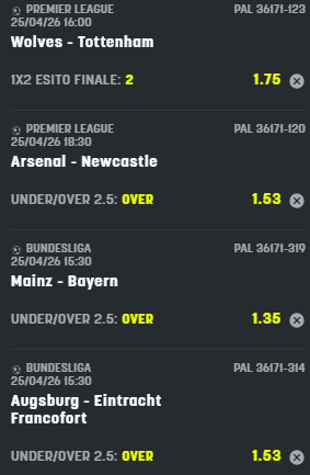 scommesse pronte di oggi 2026-04-25