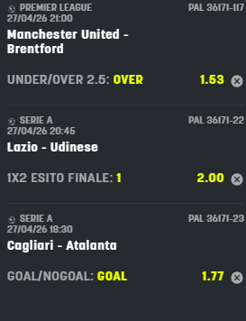 scommesse pronte di oggi 2026-04-27