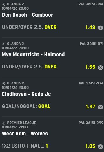 scommesse pronte di oggi 2026-04-10