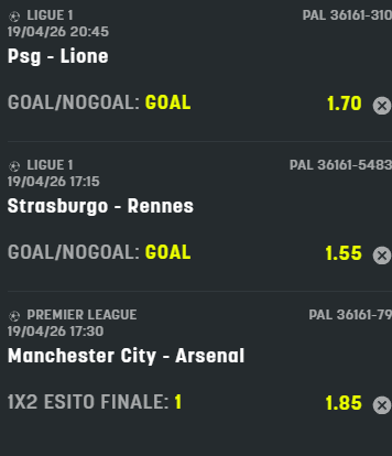 scommesse pronte di oggi 2026-04-19