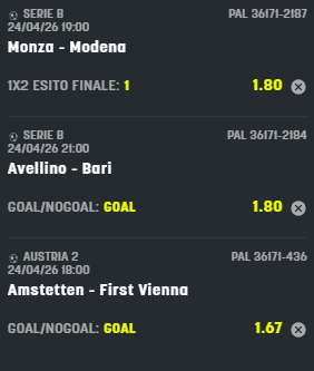 scommesse pronte di oggi 2026-04-24