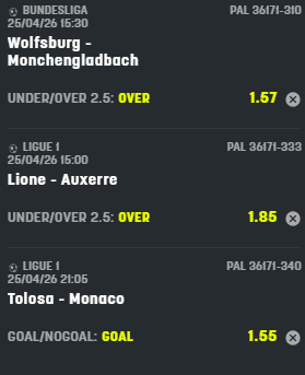 scommesse pronte di oggi 2026-04-25