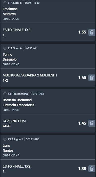 scommesse pronte di oggi 2026-05-08
