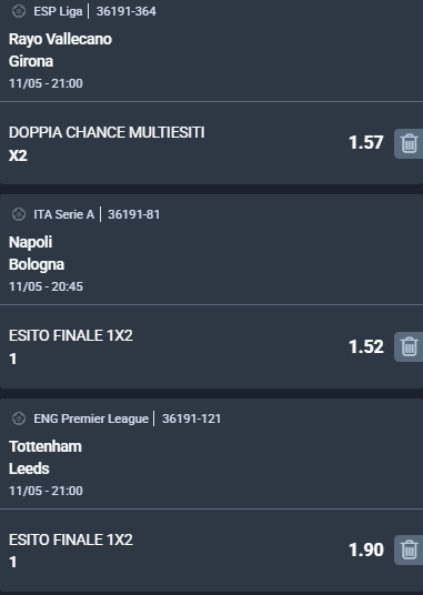 scommesse pronte di oggi 2026-05-11