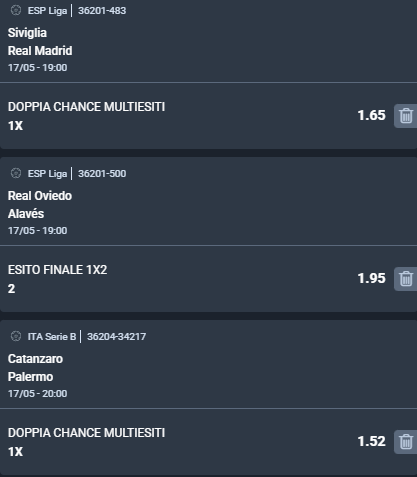 scommesse pronte di oggi 2026-05-17
