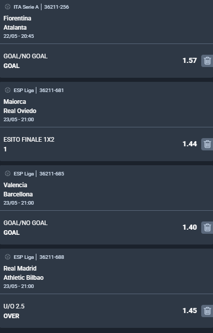 scommesse pronte di oggi 2026-05-23