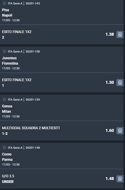 scommesse pronte Serie a 2026-05-17