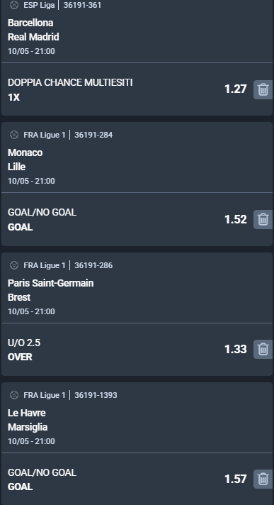 scommesse pronte di oggi 2026-05-10